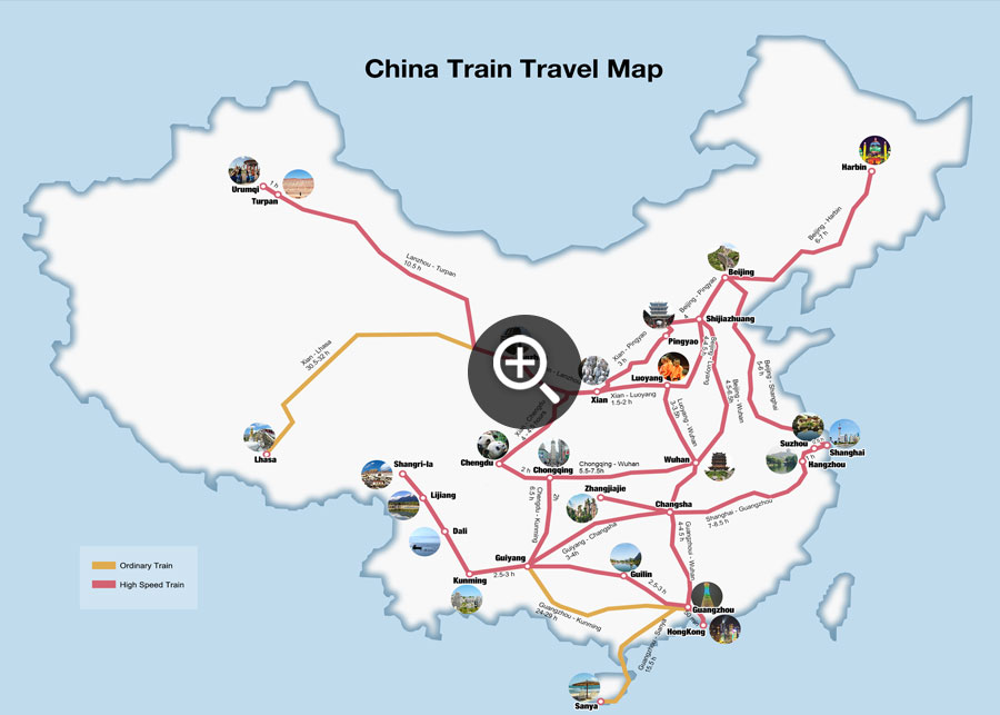 China Train Travel Map