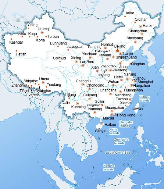 beijing on map of china China Map Virtual Tour Maps Of Beijing Shanghai Xi An Guilin beijing on map of china