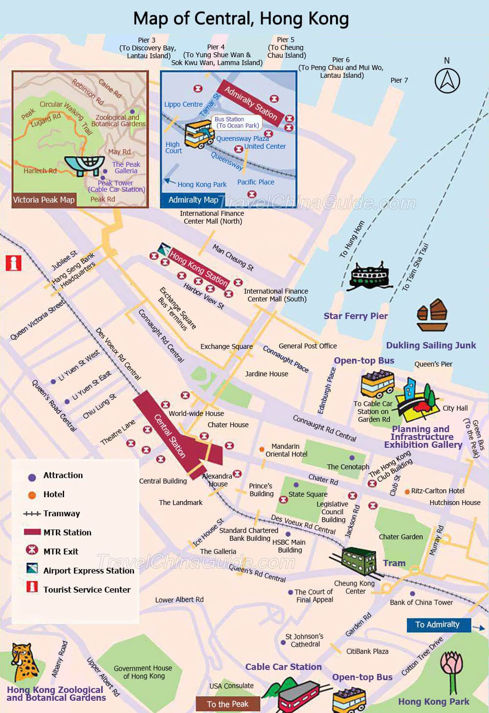 Hong Kong Central Map Central, Hong Kong: Landmarks, Shopping & Food, Map