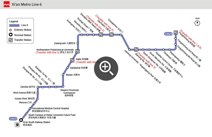 Map of Xi'an Subway Line 6