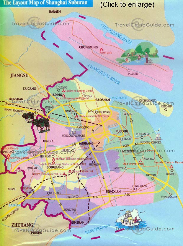 Maps of Shanghai China: Streets, Metro Lines, Attractions, City Layout