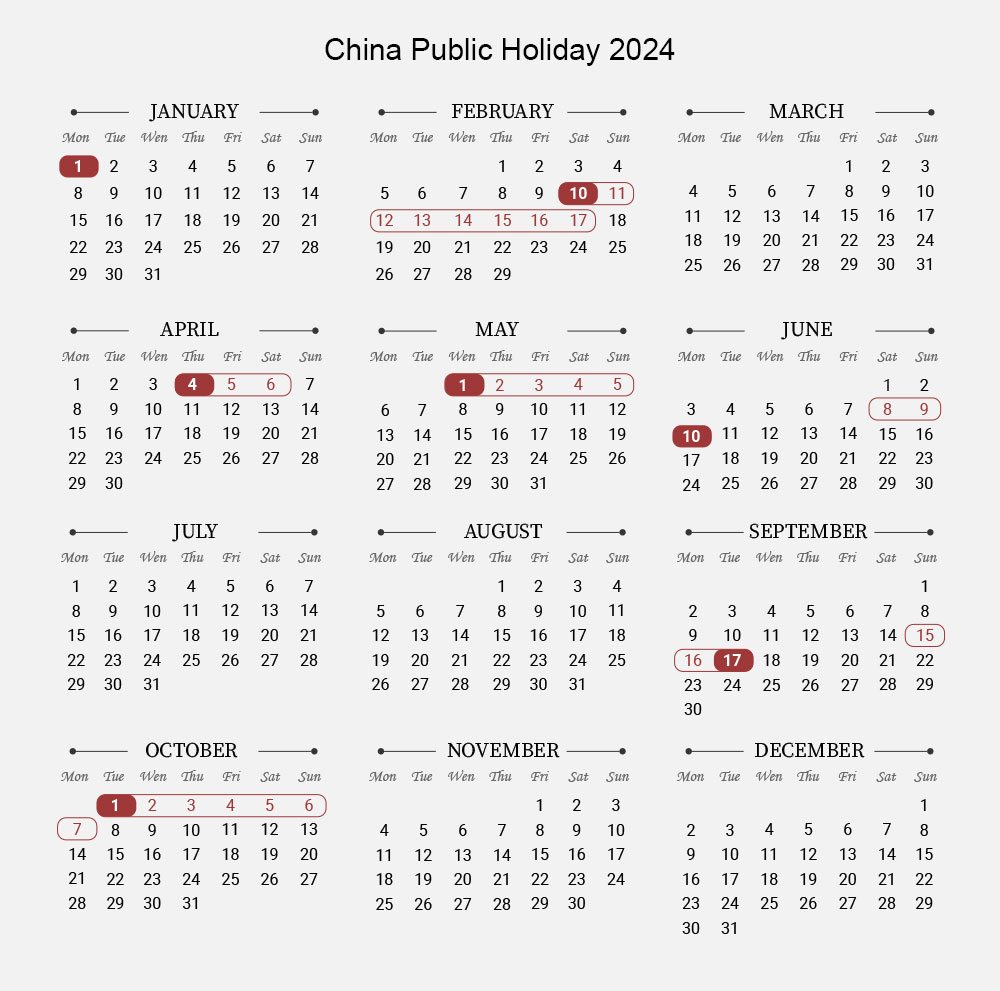 Chinese Public Holiday Calendar 2019 / 2020 / 2021, Schedule