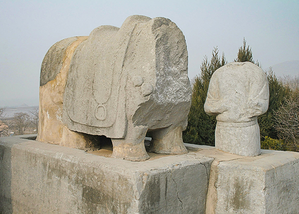 A Stone Elephant in Qian Mausoleum