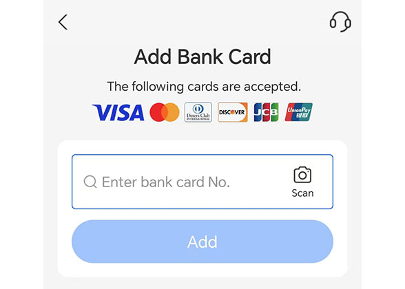 Alipay: Add Bank Cards