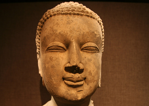 Buddha's Head in Stone Sculpture Art Galleries