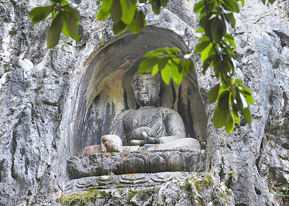 Buddha Statue in Peak Flown From Afar