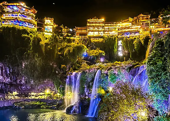 Furong Waterfall at Night