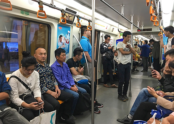 Passengers Taking Xi'an Metro