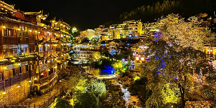 Furong Ancient Town at Night