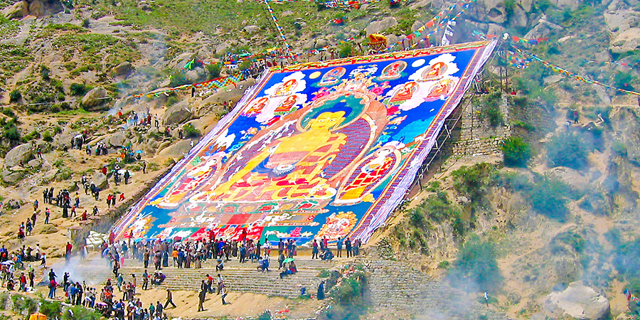 Buddhist Thangka Unveiling in Tashilhunpo Monastery