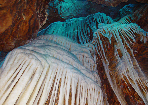 Stalactites inside Silver Cave