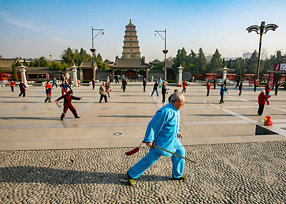 Morning Exercise North Square of Giant Wild Goose Pagoda