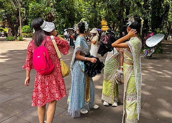 Tourists Wearing Local Clothing Tourists Wearing Local Clothing
